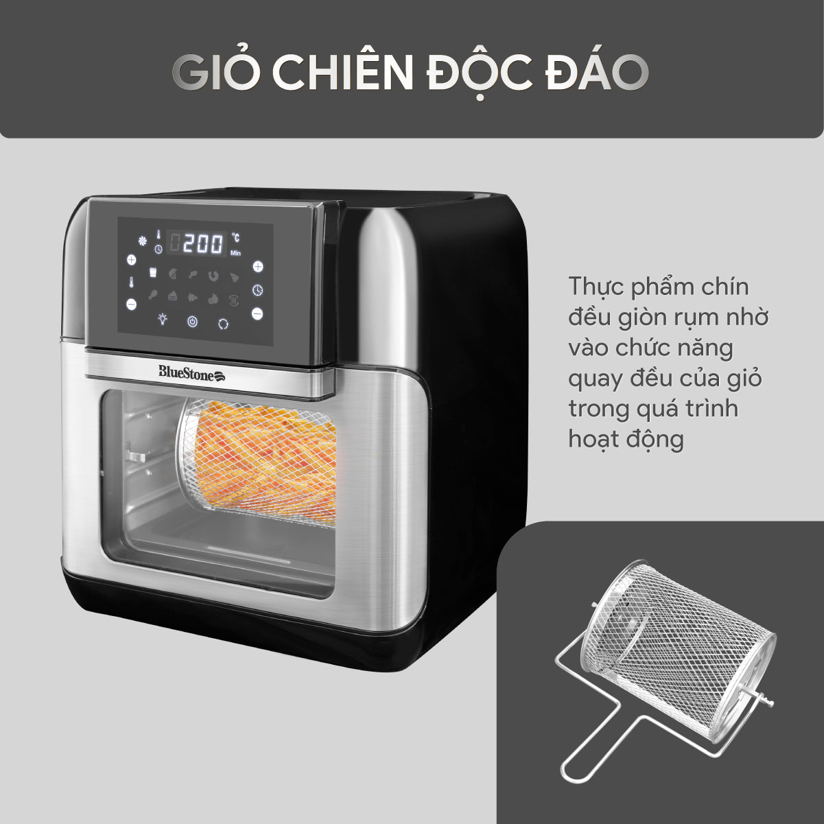 Nồi Chiên Không Dầu BlueStone AFB-5888 10 Lít 1800W