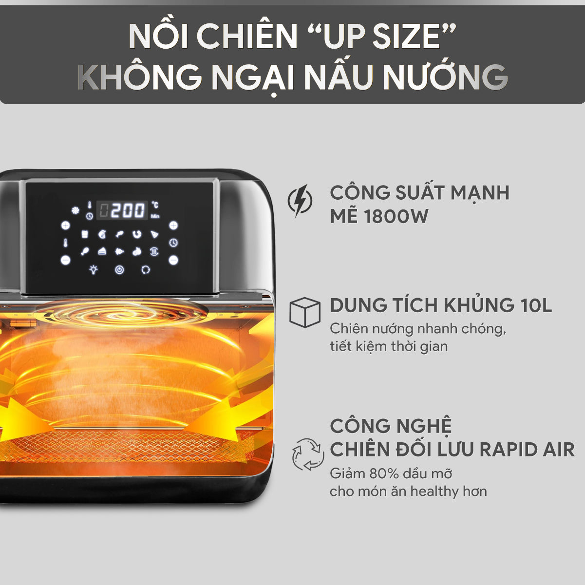 Nồi Chiên Không Dầu BlueStone AFB-5888 10 Lít 1800W
