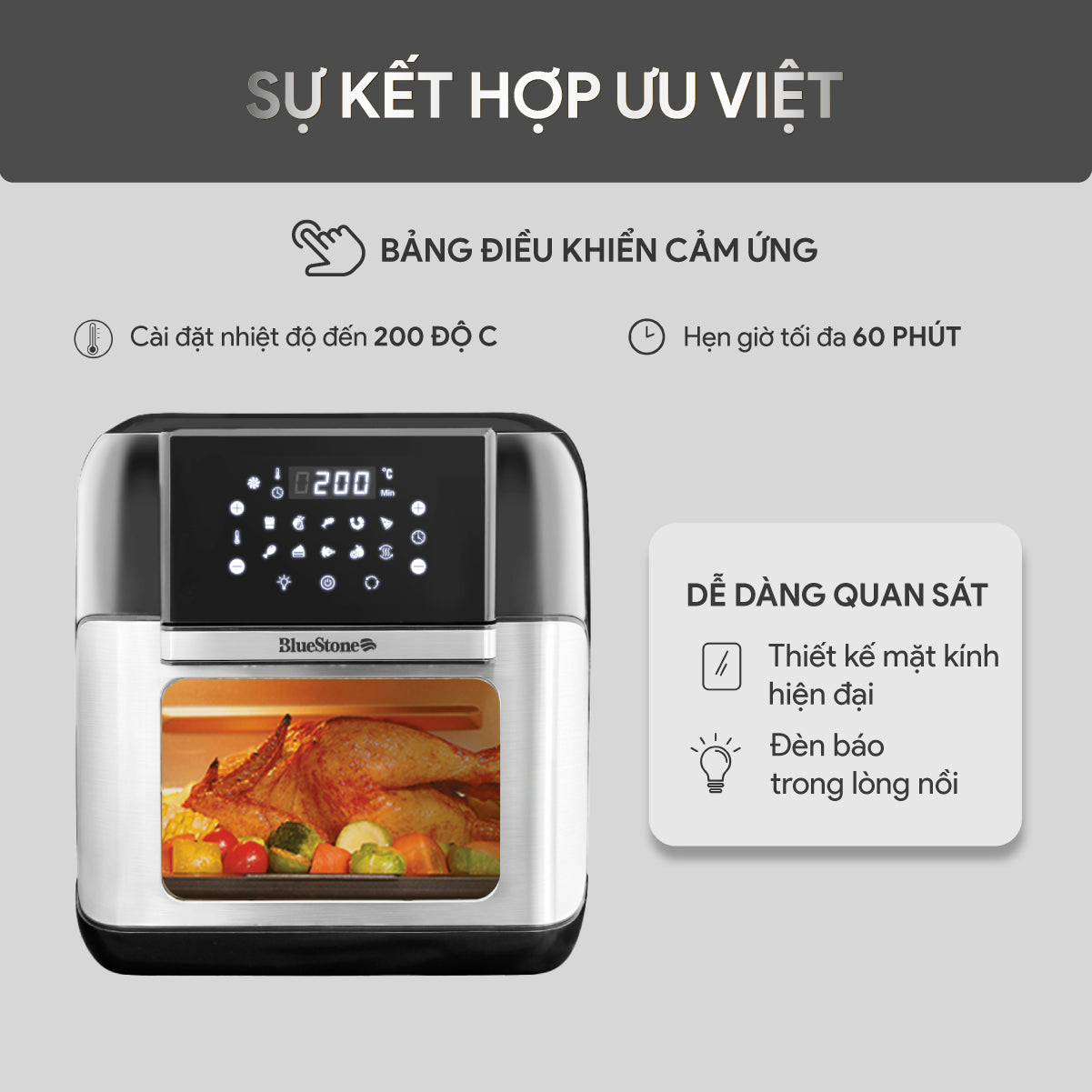 Nồi Chiên Không Dầu BlueStone AFB-5888 10 Lít 1800W