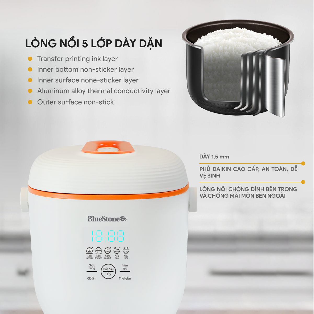 Nồi cơm điện tử BlueStone RCB-5928 0.6 Lít 350W