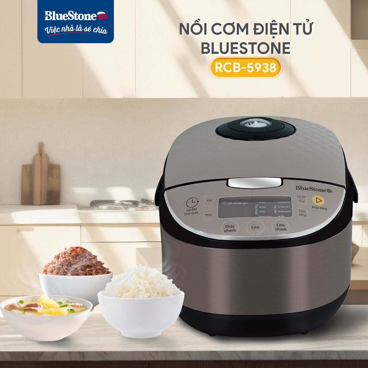 Nồi Cơm Điện Tử BlueStone RCB-5938 1.8 Lít 760W