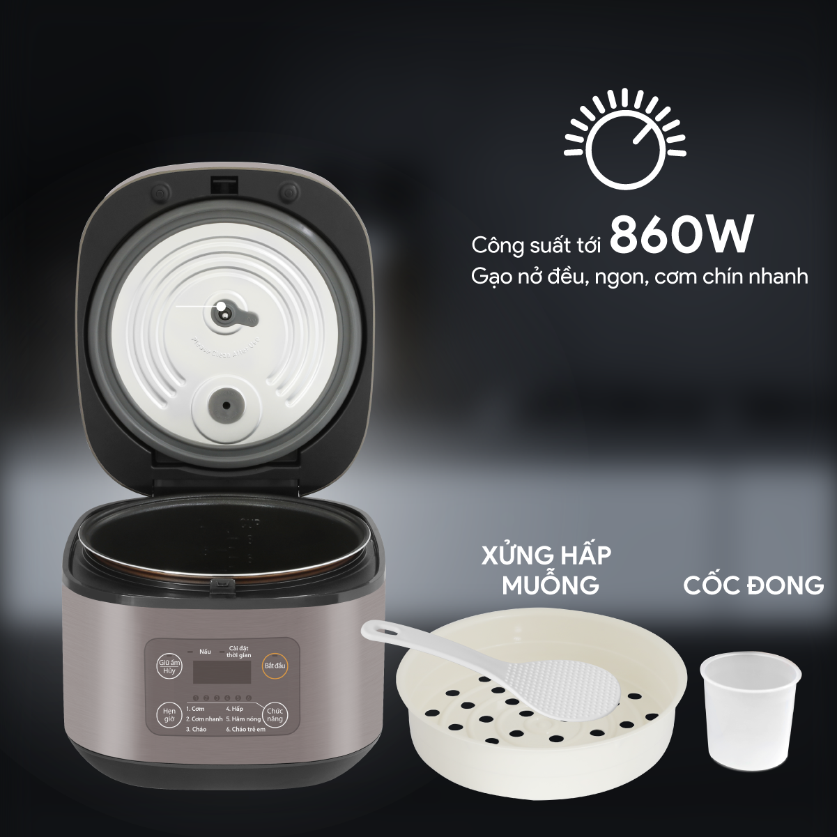 Nồi Cơm Điện Tử BlueStone RCB-5946 1.5 Lít 860W