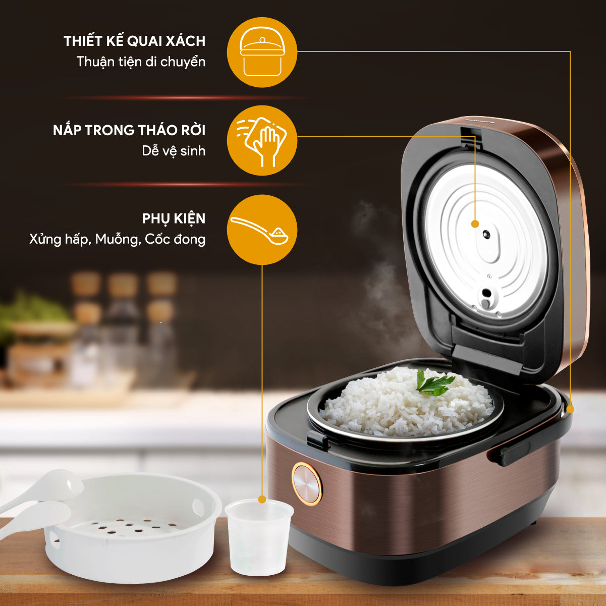 Nồi Cơm Điện Tử BlueStone RCB-5949 1.5 Lít 860W