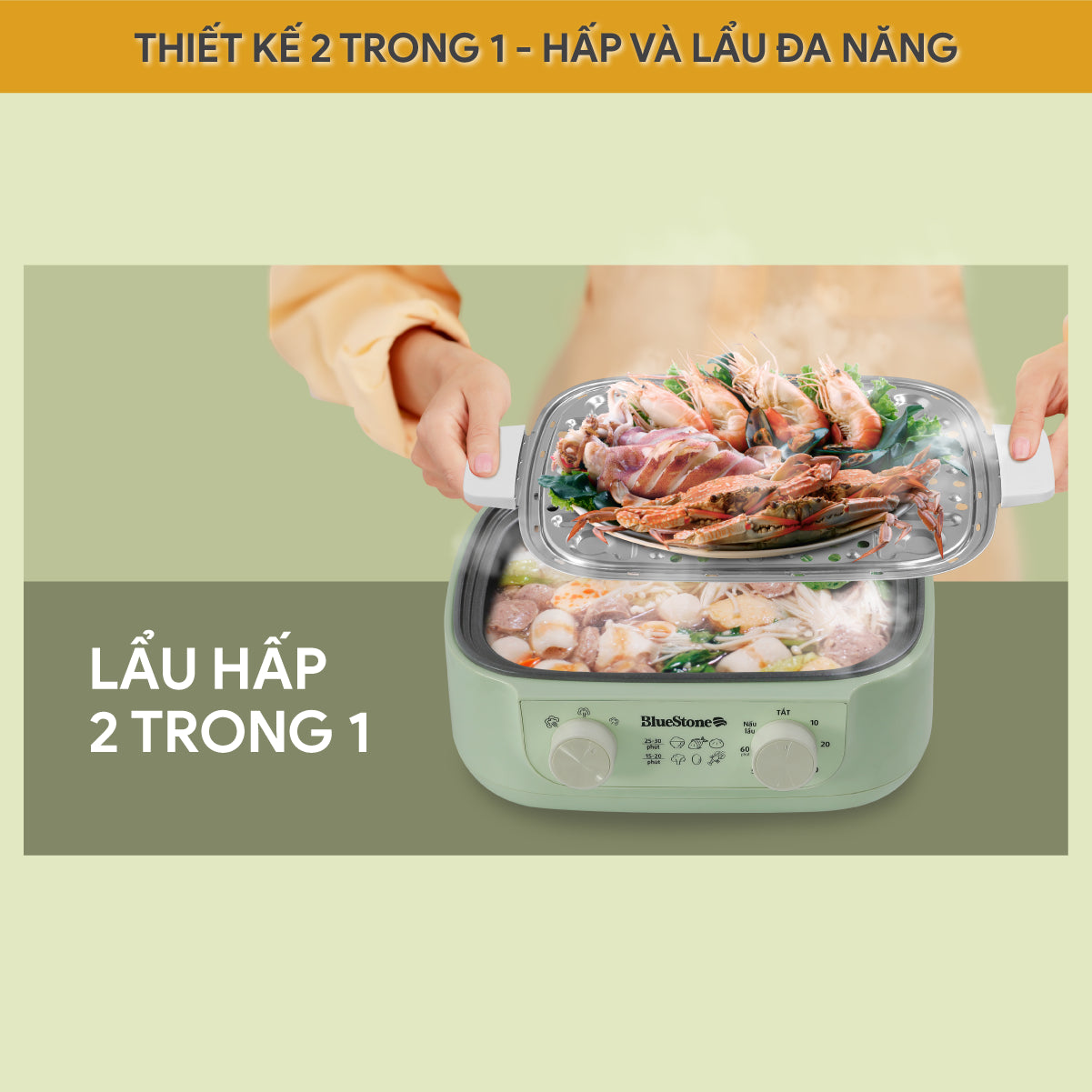 Nồi Lẩu Hấp Điện Đa Năng BlueStone MPB-7235 15 Lít 1500W