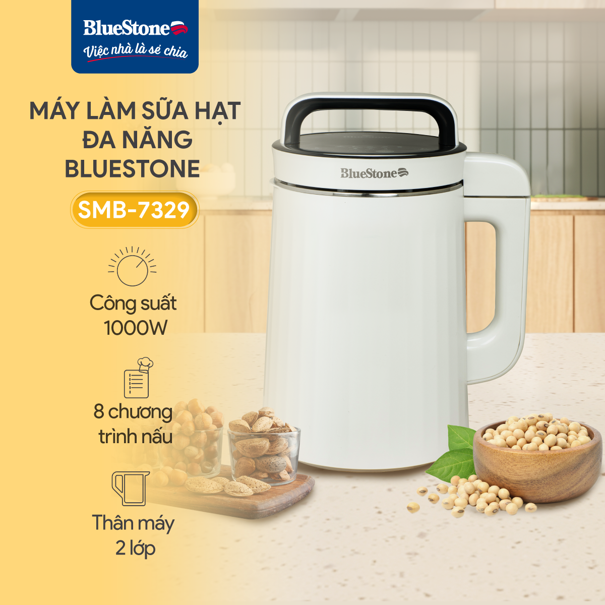 Máy Làm Sữa Hạt Đa Năng BlueStone SMB-7329 1.3 Lít 1000W