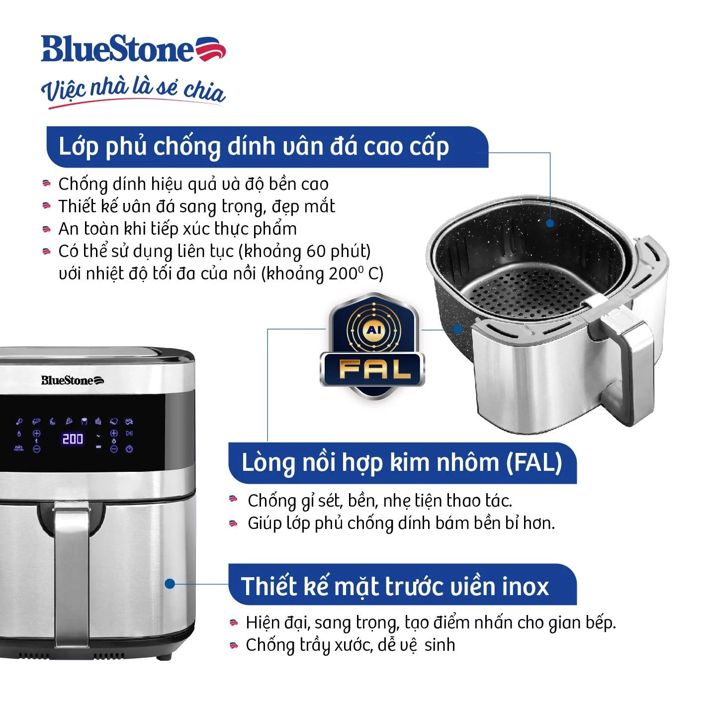 Nồi Chiên Không Dầu BlueStone AFB-5885 6.5 Lít 1500W