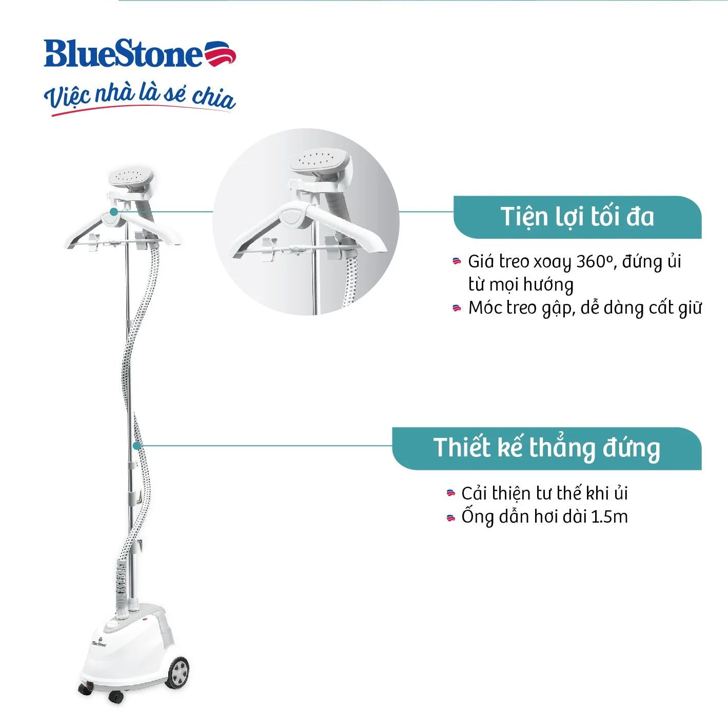 Bàn Ủi Hơi Nước Đứng BlueStone GSB-3915 1.6 Lít 1800W