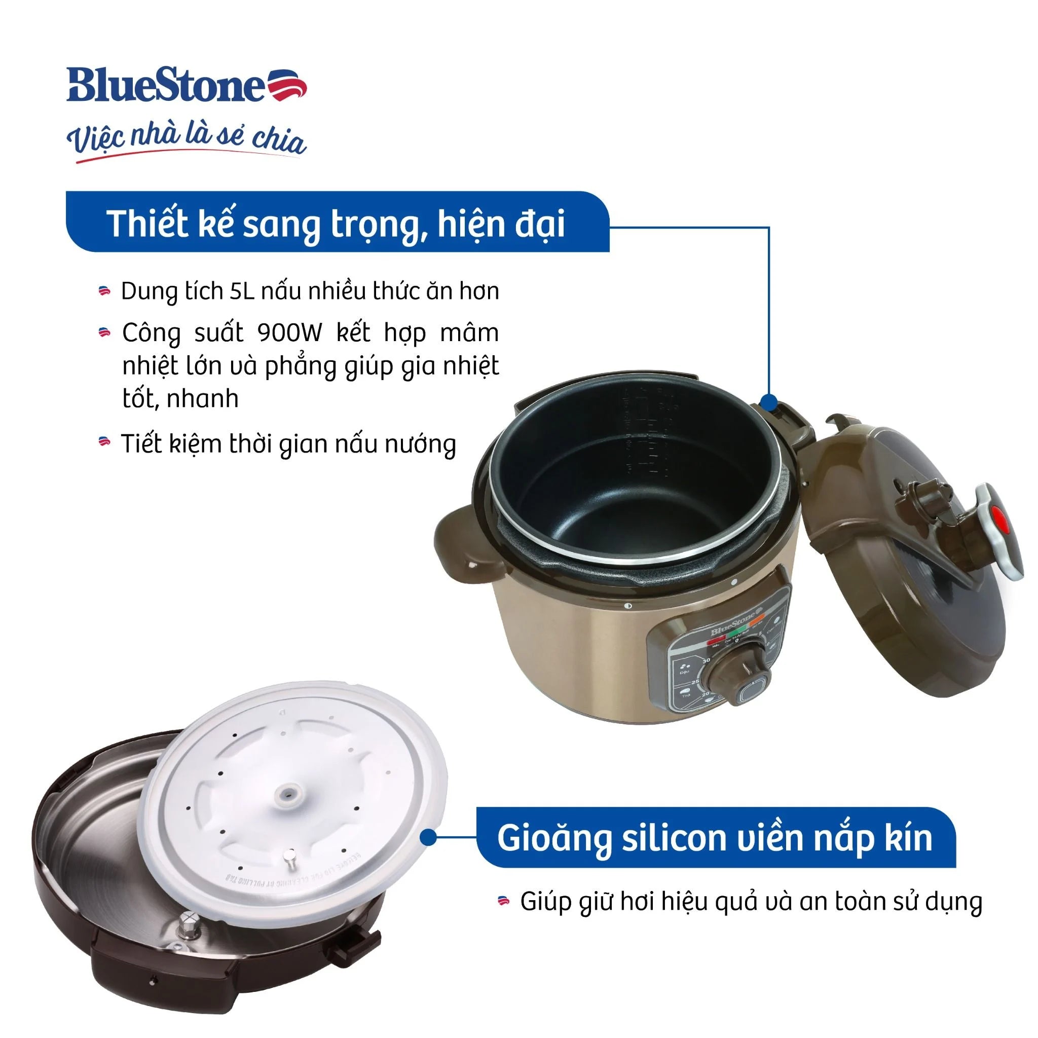 Nồi Áp Suất BlueStone PCB-5629 5 Lít 900W